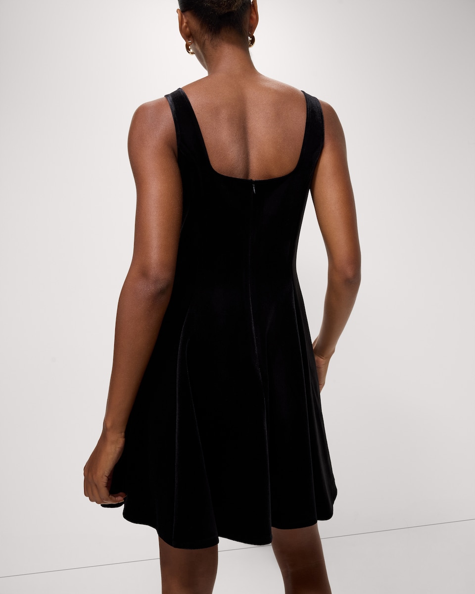 image 1 of F&F Velvet Square Neck Mini Dress in Black