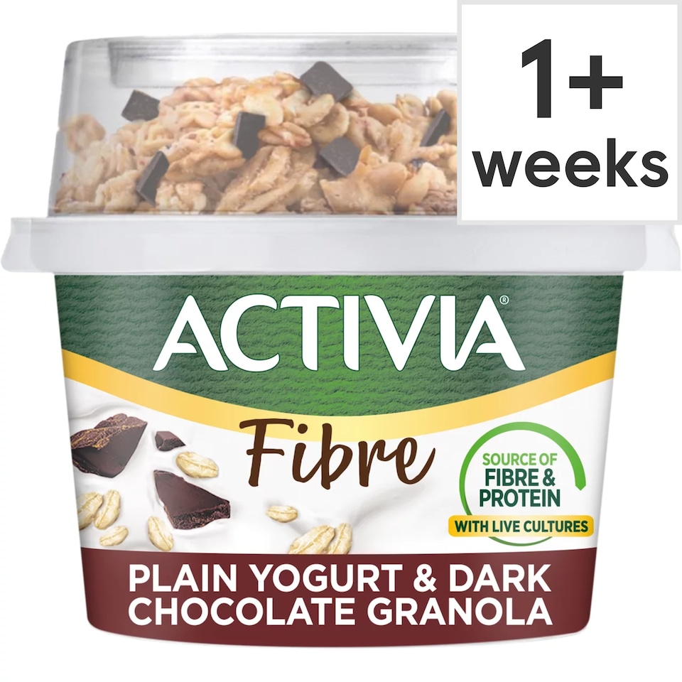 Activia Fibre Natural Yoghurt & Dark Chocolate Granola Breakfast Pot with Spoon 165g