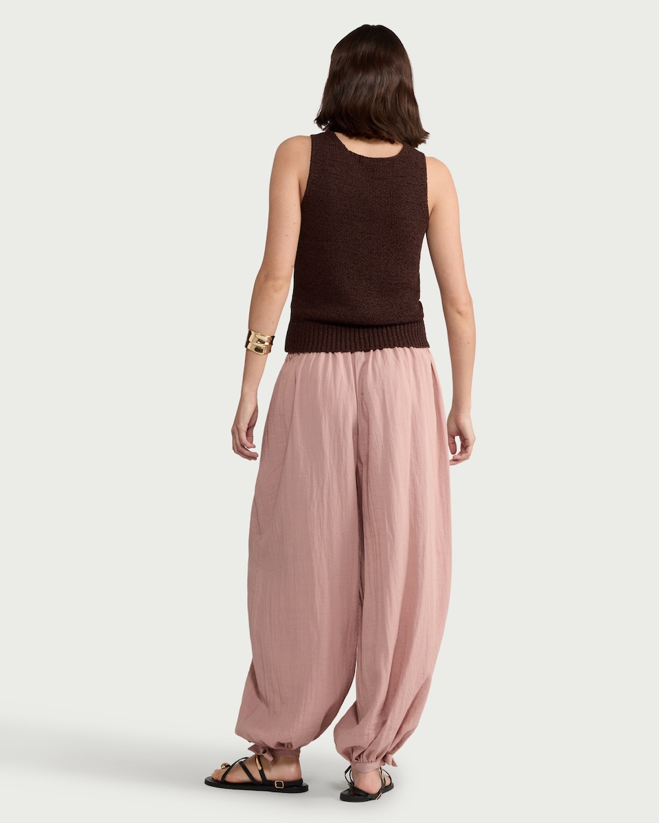 image 1 of F&F Tie Hem Balloon Trousers in Pink