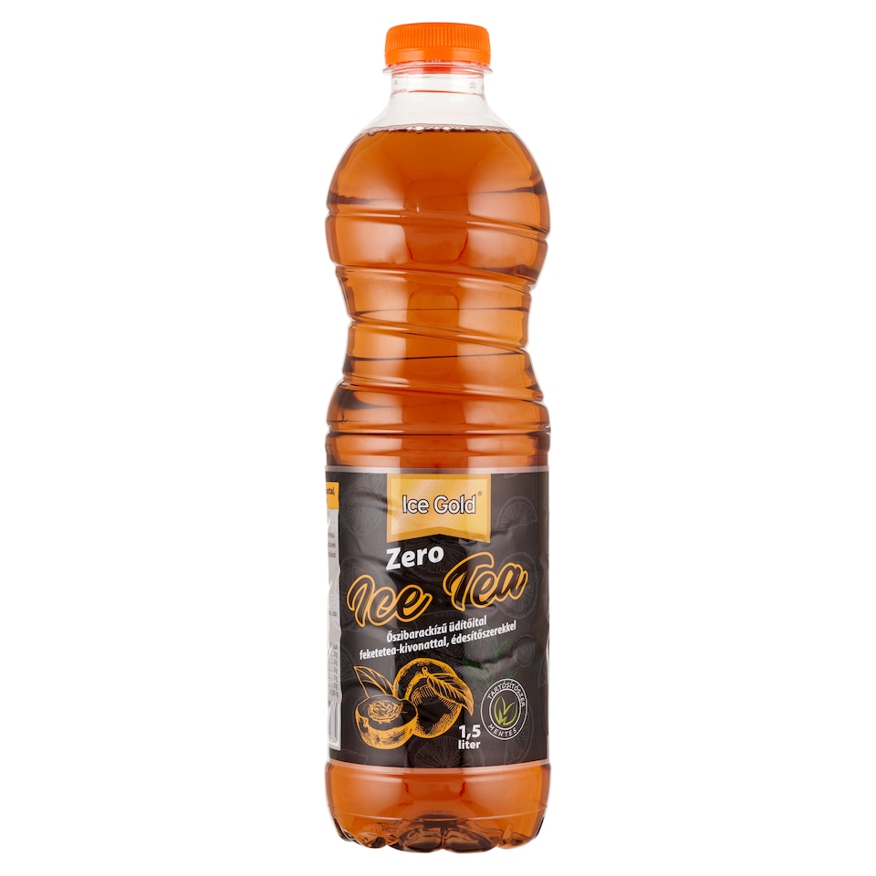 Ice Gold Zero őszibarackízű üdítőital feketetea-kivonattal, édesítőszerekkel 1,5 l