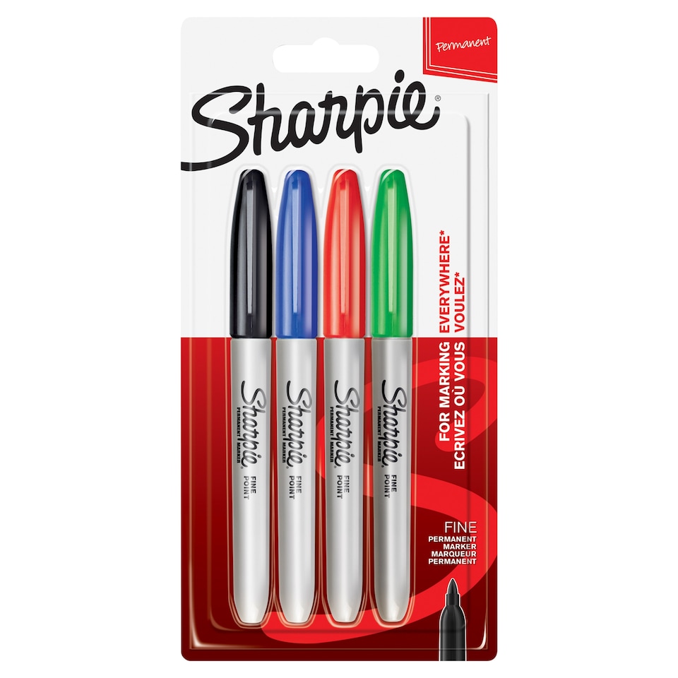 image 1 of Sharpie Permanent Markers, Fine Point, Assorted, 4 Count
