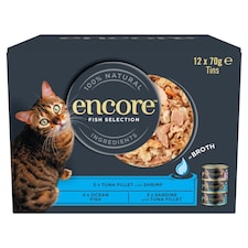 Encore Natural Wet Cat Food Fish Selection in Broth Tins 12 x 70g