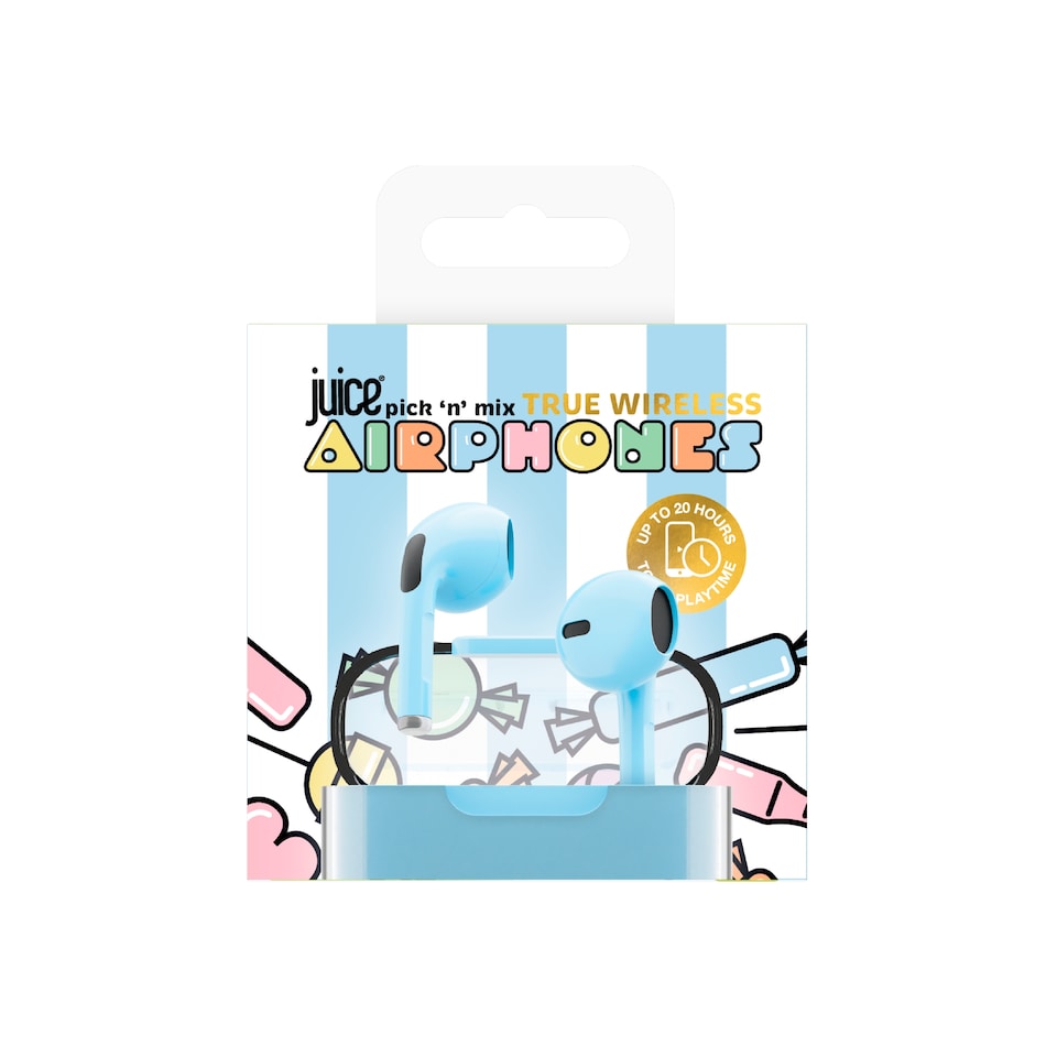 image 1 of Juice Pick 'n' Mix Airphones True Wireless Bluetooth In Ear Headphones Blue