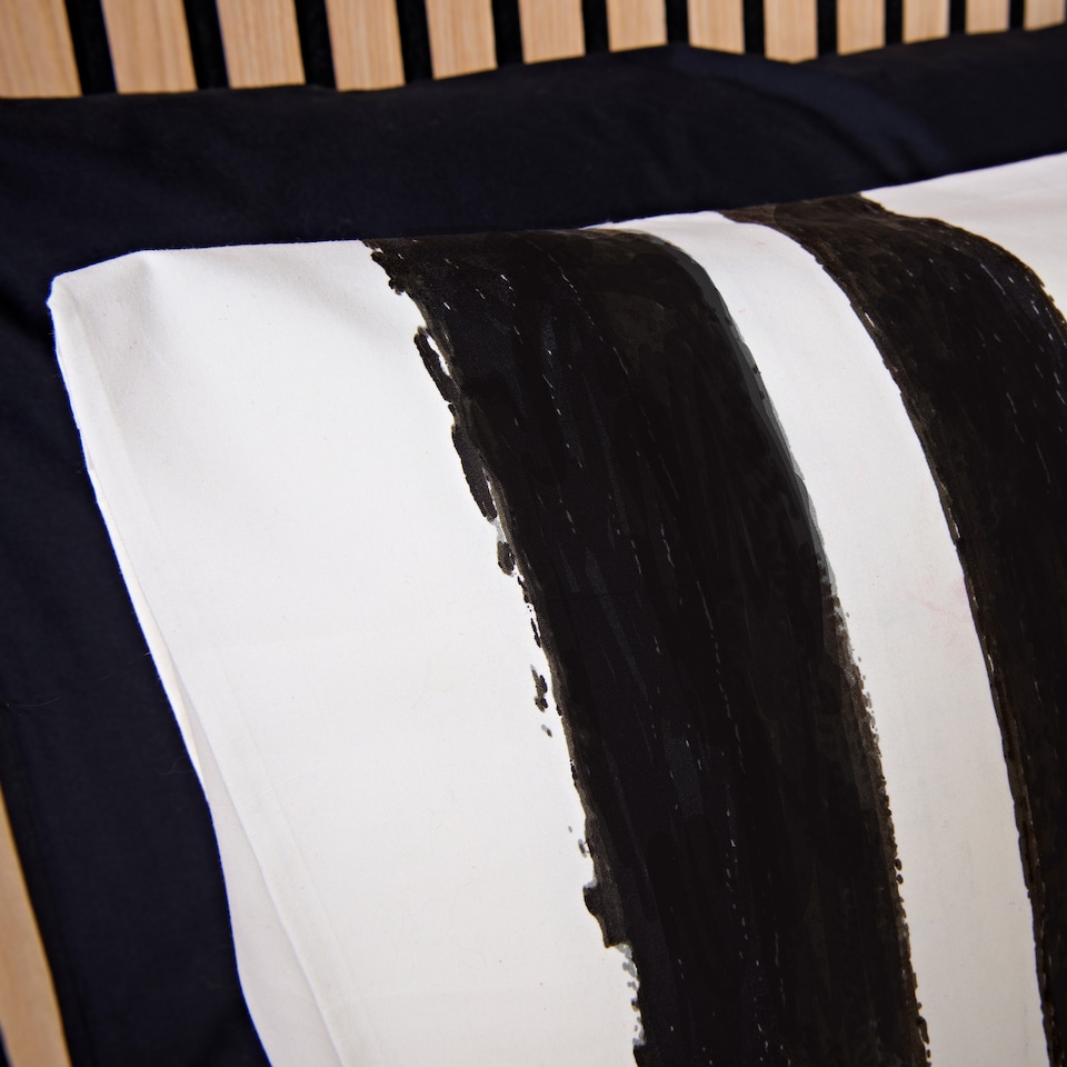 image 1 of Cosmo Living Black Crafted Stripe Duvet Set Super King