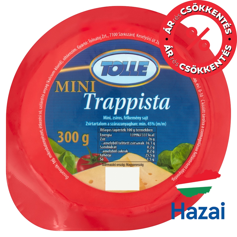 Tolle Mini zsíros, félkemény trappista sajt 300 g 1. kép