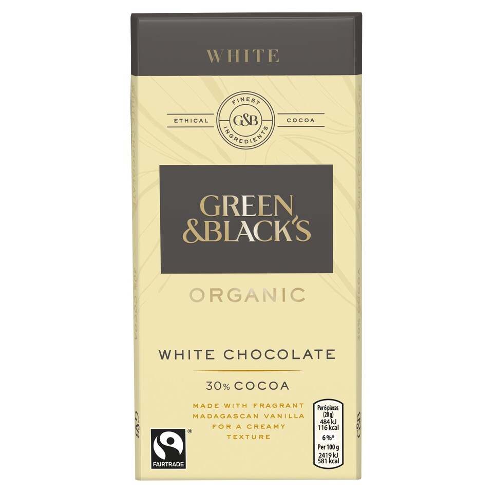 Green & Blacks Organic White Chocolate Bar 100G