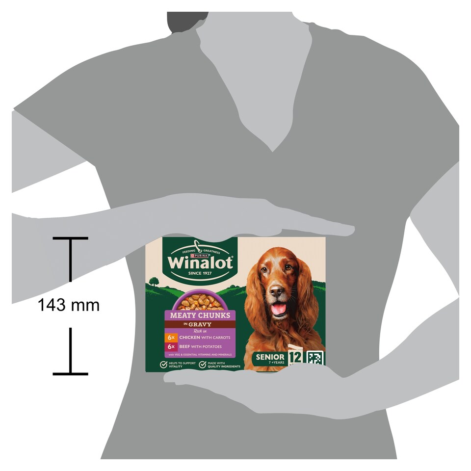 image 1 of WINALOT Meaty Chunks Senior Mixed in Gravy Wet Dog Food 12x100g
