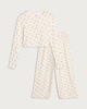 image 4 of F&F Snit Textured Heart Print Button Top and Bottoms Pyjama Set in Cream