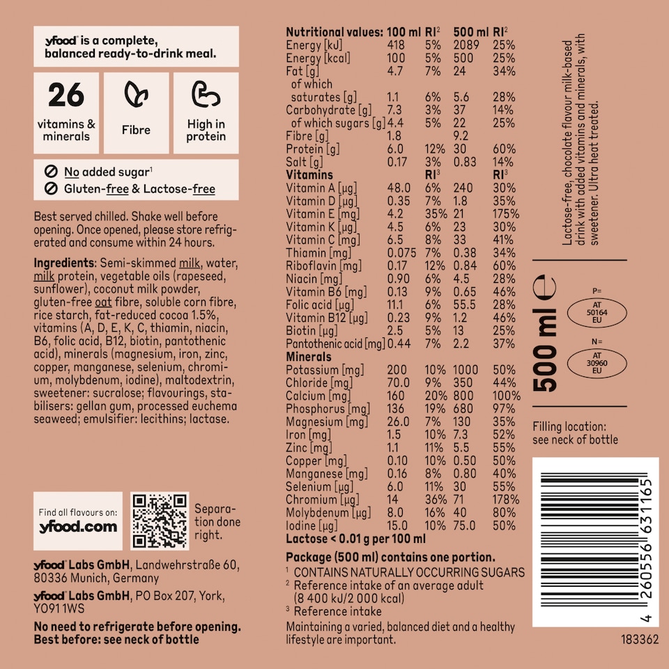 image 1 of Yfood Ready-To-Drink Complete Meal - Classic Choco 500ml