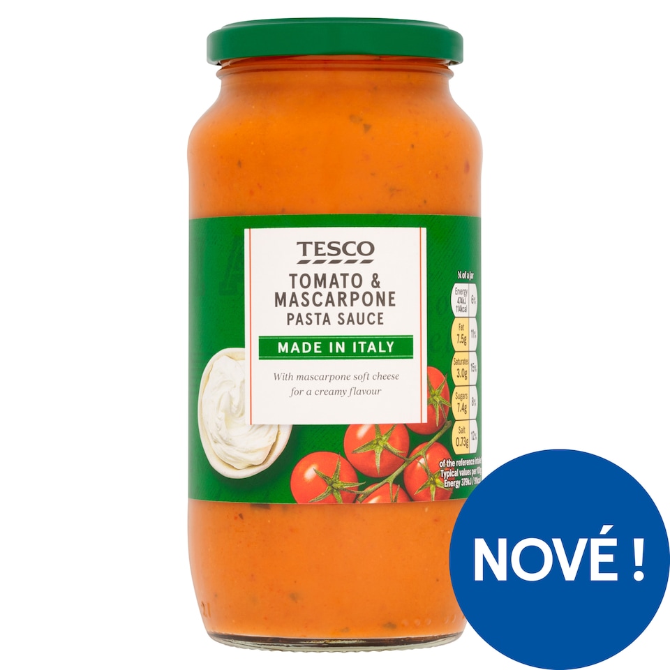 Tesco Hotová rajčatová omáčka na těstoviny se sýrem mascarpone 500g