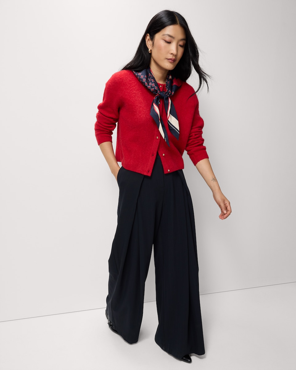 image 1 of F&F Crew Neck Cardigan in Red