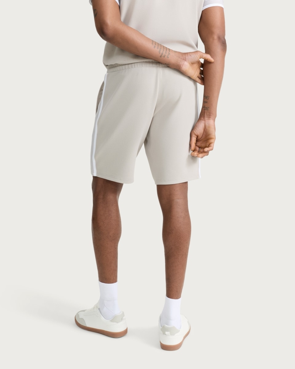 image 1 of F&F Textured Side Stripe Drawstring Shorts in Stone