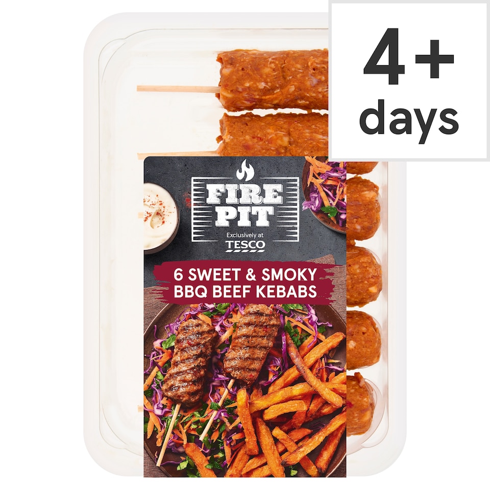 Tesco Firepit 6 Sweet & Smoky BBQ Beef Kebabs 360g