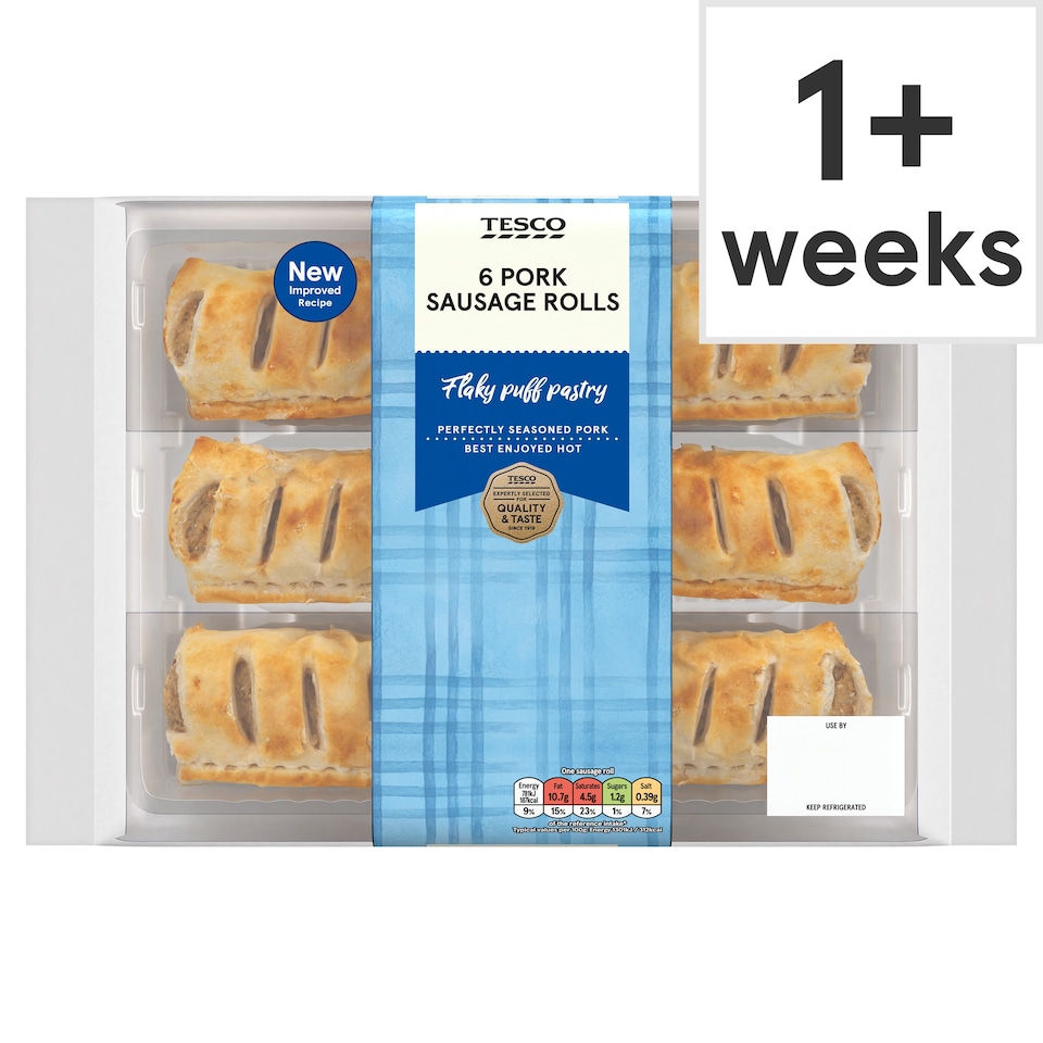 Tesco 6 Pork Sausage Rolls 360g