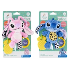 Clementoni Disney Baby Stitch Angel plyšová hračka s chrastítkem a kousátkem