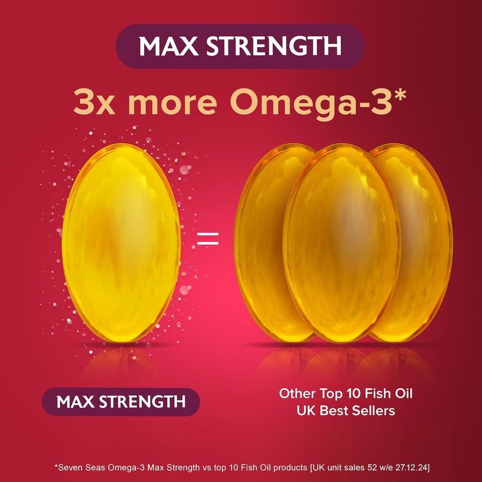 image 1 of Seven Seas Omega-3 Max Strength Fish Oil Capsules with Vitamin D - 30s