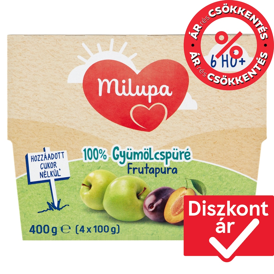 Milupa Frutapura alma-szilva 100% gyümölcspüré 6 hó+ 4 x 100 g (400 g) 1. kép