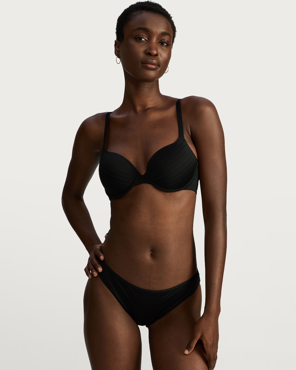 image 1 of F&F 2-Pack Striped Underwired T-Shirt Bra in Multi Black White