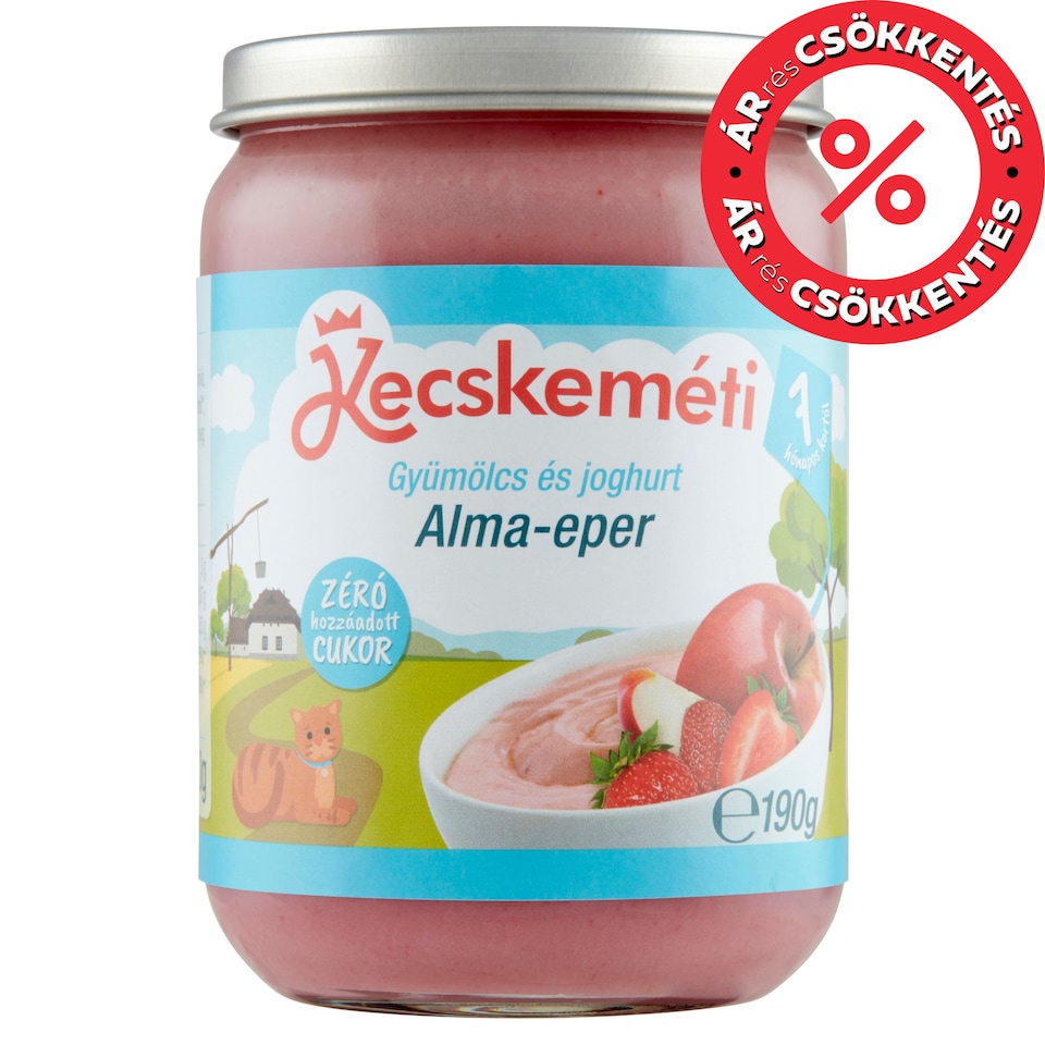 Kecskeméti bio gyümölcs és joghurt alma-eper bébidesszert 7 hónapos kortól 190 g