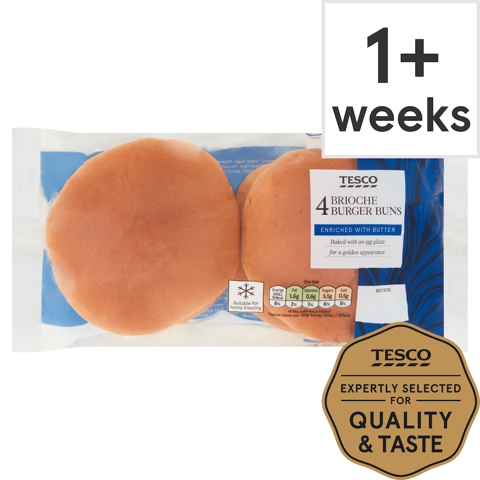 Tesco Brioche Burger Buns 4 Pack
