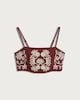 image 4 of The F&F Edit Embroidered Strappy Co-ord Crop Top in Burgundy