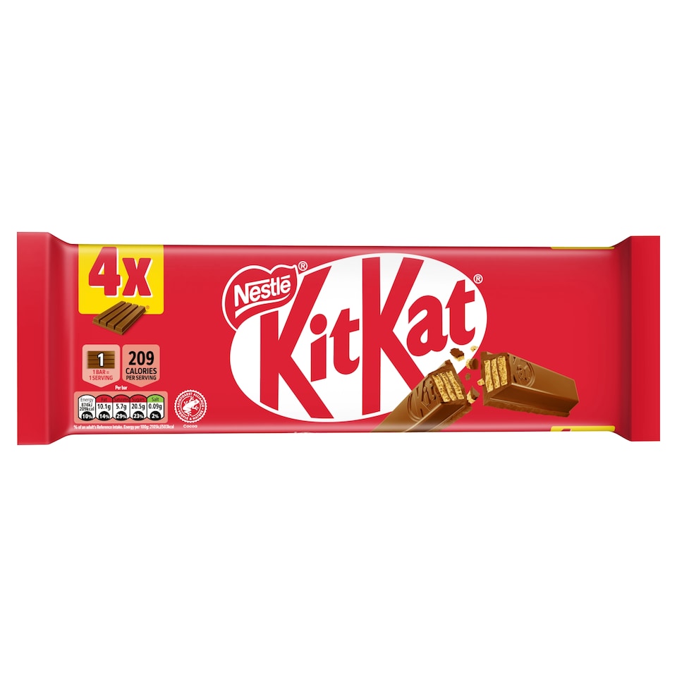 image 1 of Kit Kat 4 Finger Milk Chocolate Bar Multipack 41.5g 4 Pack