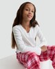 image 1 of F&F Girls Cotton Rich Lace Trim Top and Check Trousers Pyjamas in Cream Multi