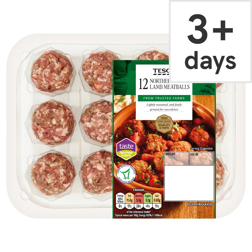 Tesco 12 Northern Irish Lamb Meatballs 240g