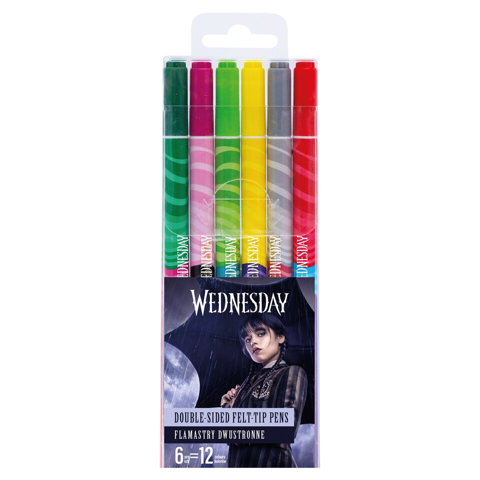Wednesday Double-Sided Markers 12 Colors 6 pcs