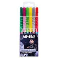 Wednesday Double-Sided Markers 12 Colors 6 pcs
