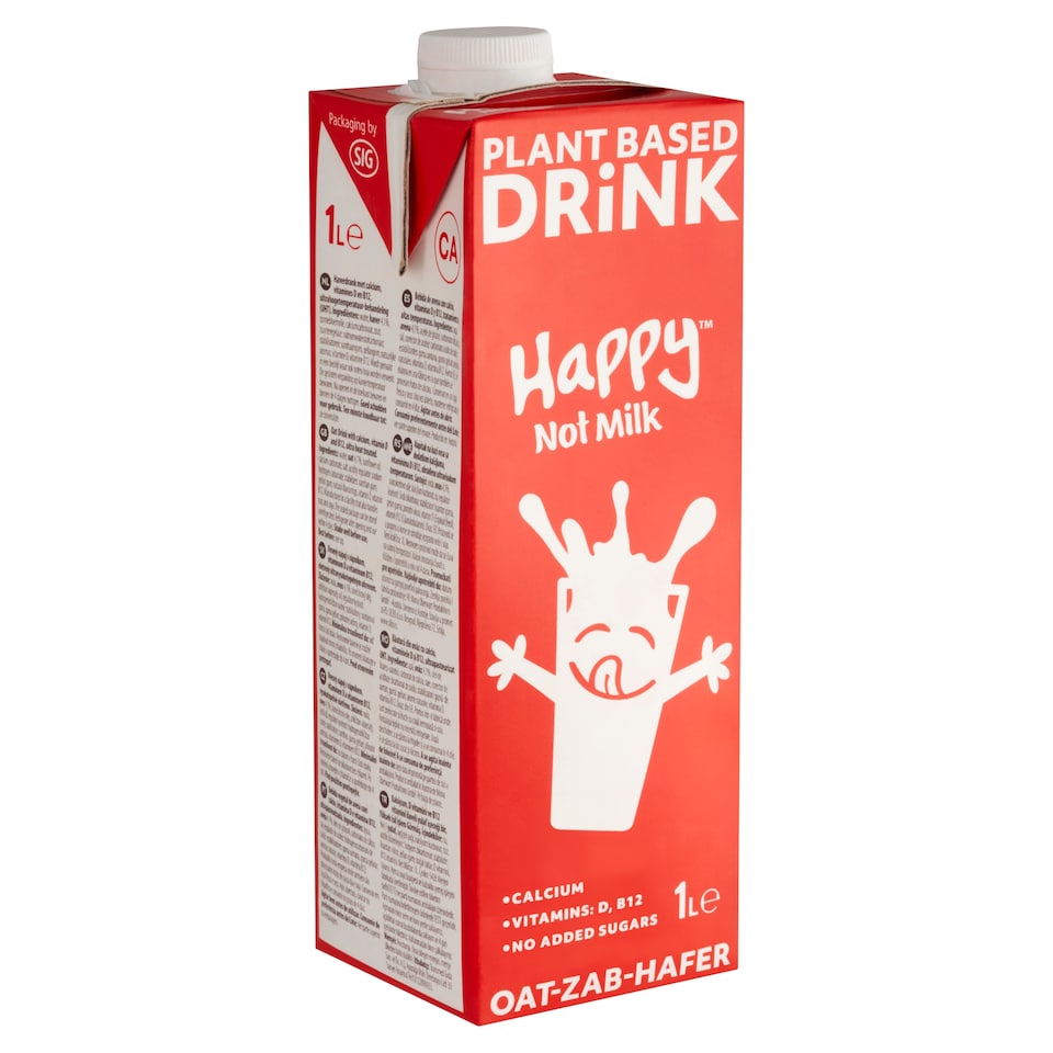 image 1 of Happy Not Milk UHT Oat Drink with Calcium, Vitamin D- and B12 1 l