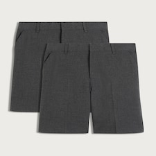 F&F School Boys 2-Pack Regular Fit Shorts in Grey