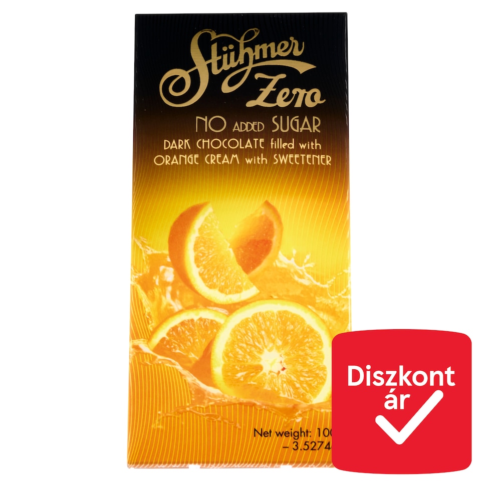 Stühmer Dark Chocolate Filled with Orange Cream and Sweetener 100 g