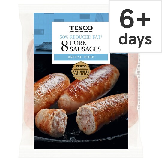 Tesco 8 Reduced Fat Pork Sausages 454G Tesco Groceries