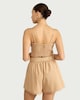 image 3 of The F&F Edit Cotton Rich Embroidered Belted Co-ord Shorts in Camel