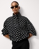 image 1 of F&F Pure Cotton Polka Dot Funnel Neck Track Jacket in Black
