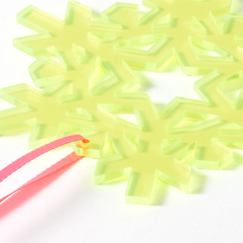 image 1 of Paperchase Neon Christmas Hanging Snowflake Decoration - Yellow