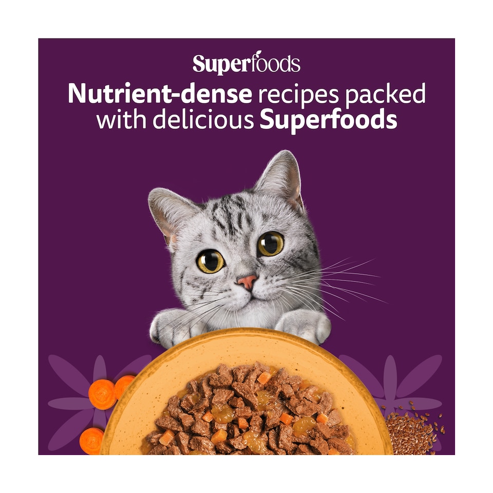 image 1 of WHISKAS 1+ SUPERFOODS POULTRY Wet Cat Food Pouches in Jelly 6 x 50g