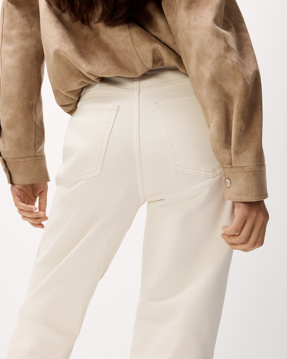image 1 of F&F High Rise Straight Leg Jeans in Cream