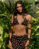 image 1 of F&F Polka Dot Print Triangle Halter Neck Bikini Top in Chocolate