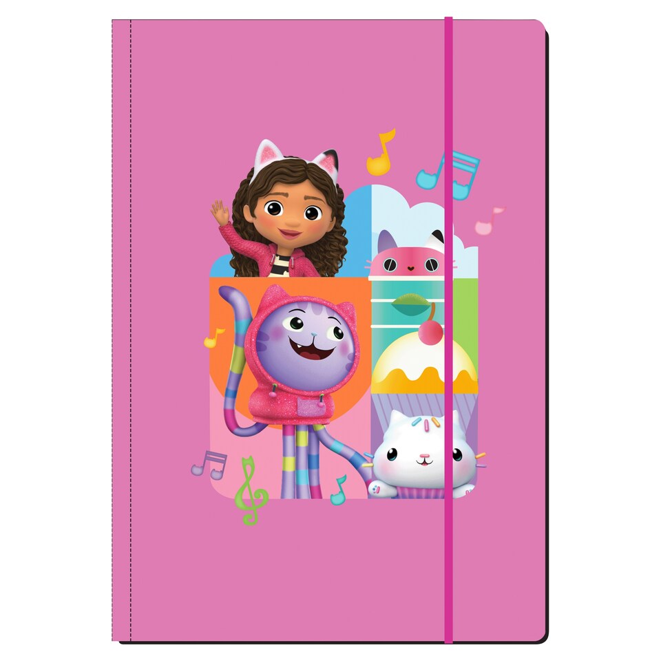 Gabby's Dollhouse Cardboard Folder with Rubber A4