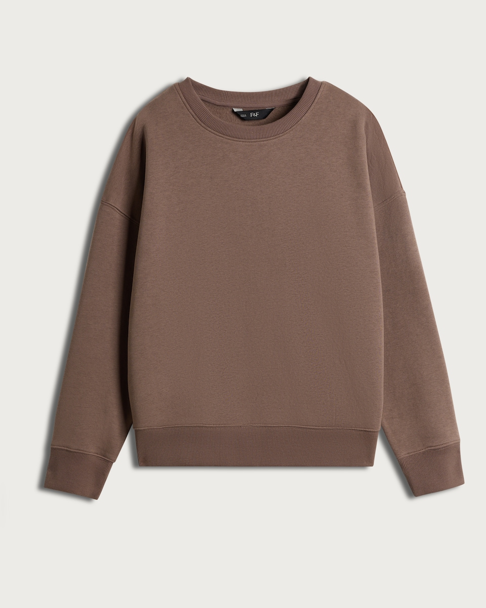 image 1 of F&F Active Cotton Rich Crew Neck Co-ord Sweatshirt in Mink
