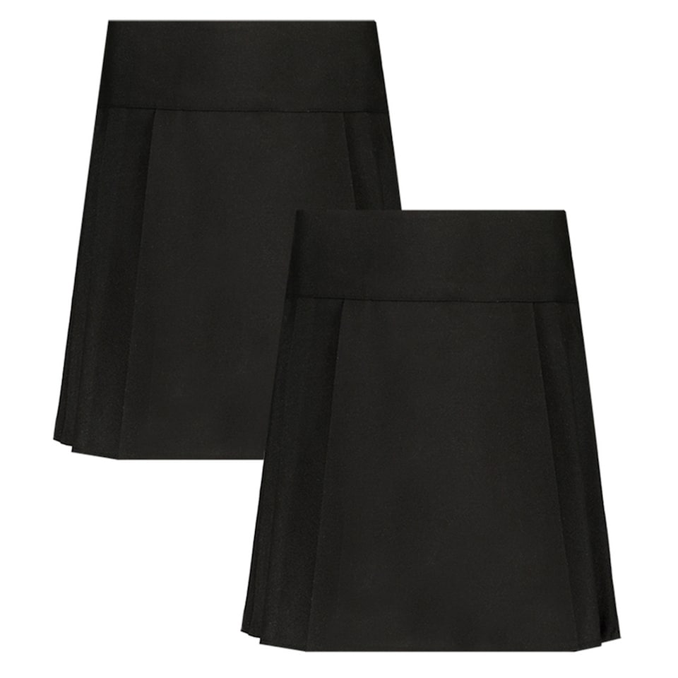 F&F School Girls 2-Pack Pleated Skirts in Black