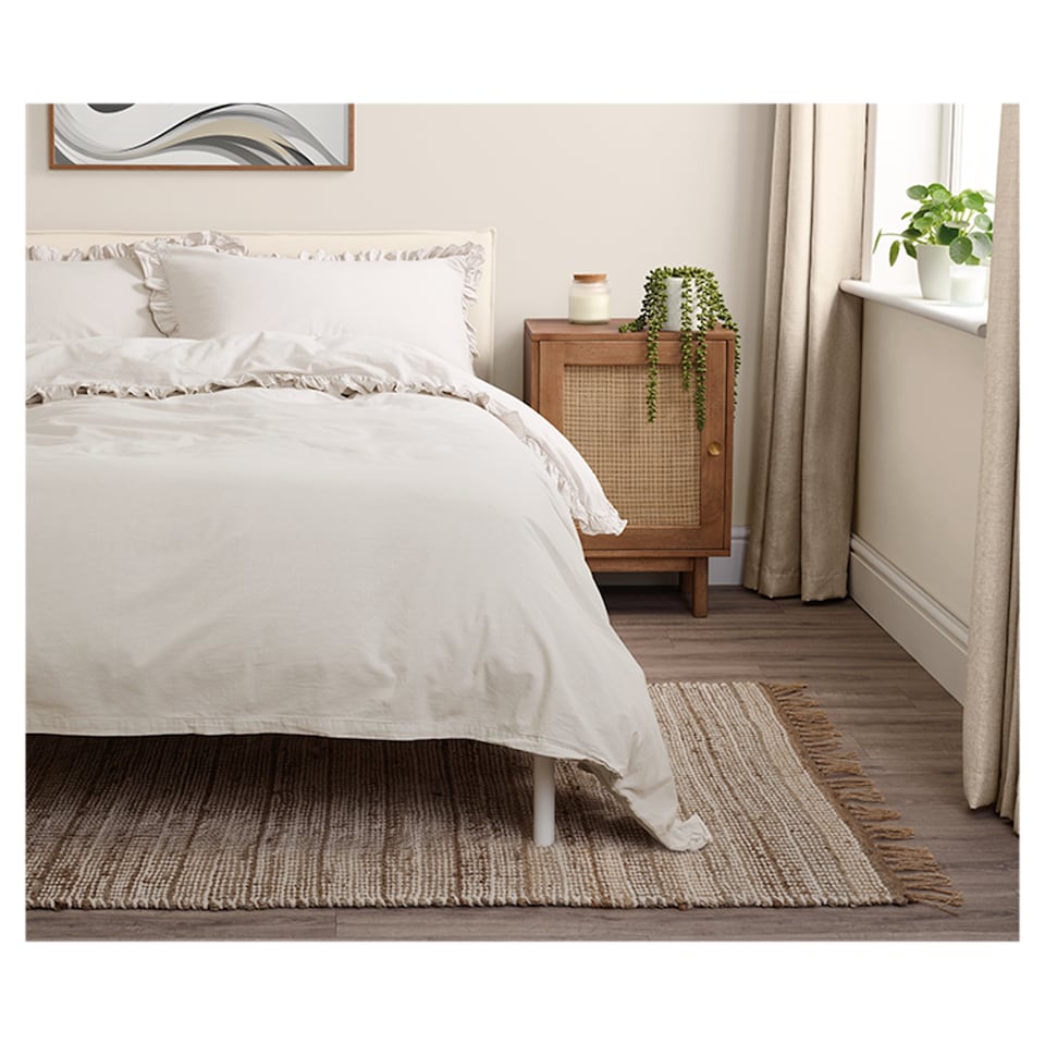 F&F Home Bedding Washed Cotton Greige Duvet Set Super King