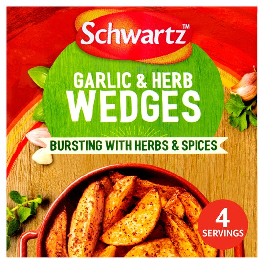 Schwartz Garlic & Herb Potato Wedges 38G Tesco Groceries