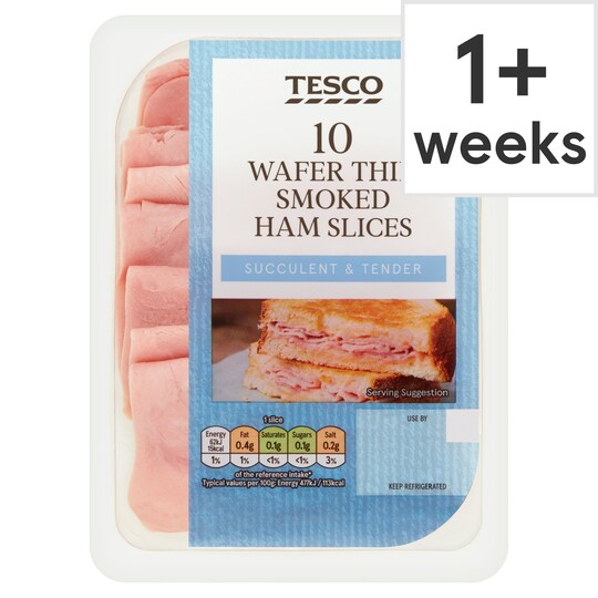 Tesco Wafer Thin Smoked Ham 125G Tesco Groceries
