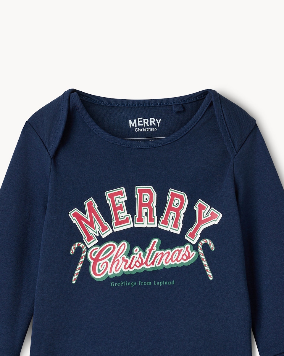 image 1 of Christmas Baby Pure Cotton Merry Christmas Matching Family Pyjama Set in Navy