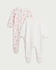 image 2 of F&F Baby 2-Pack Pure Cotton Floral Print Sleepsuits in White