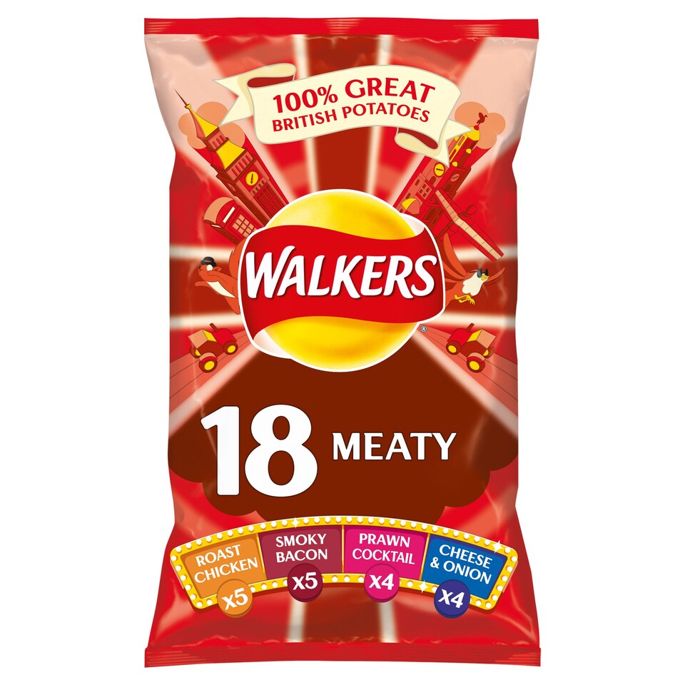 image 1 of Walkers Meaty Variety Crisps 18 X 25G