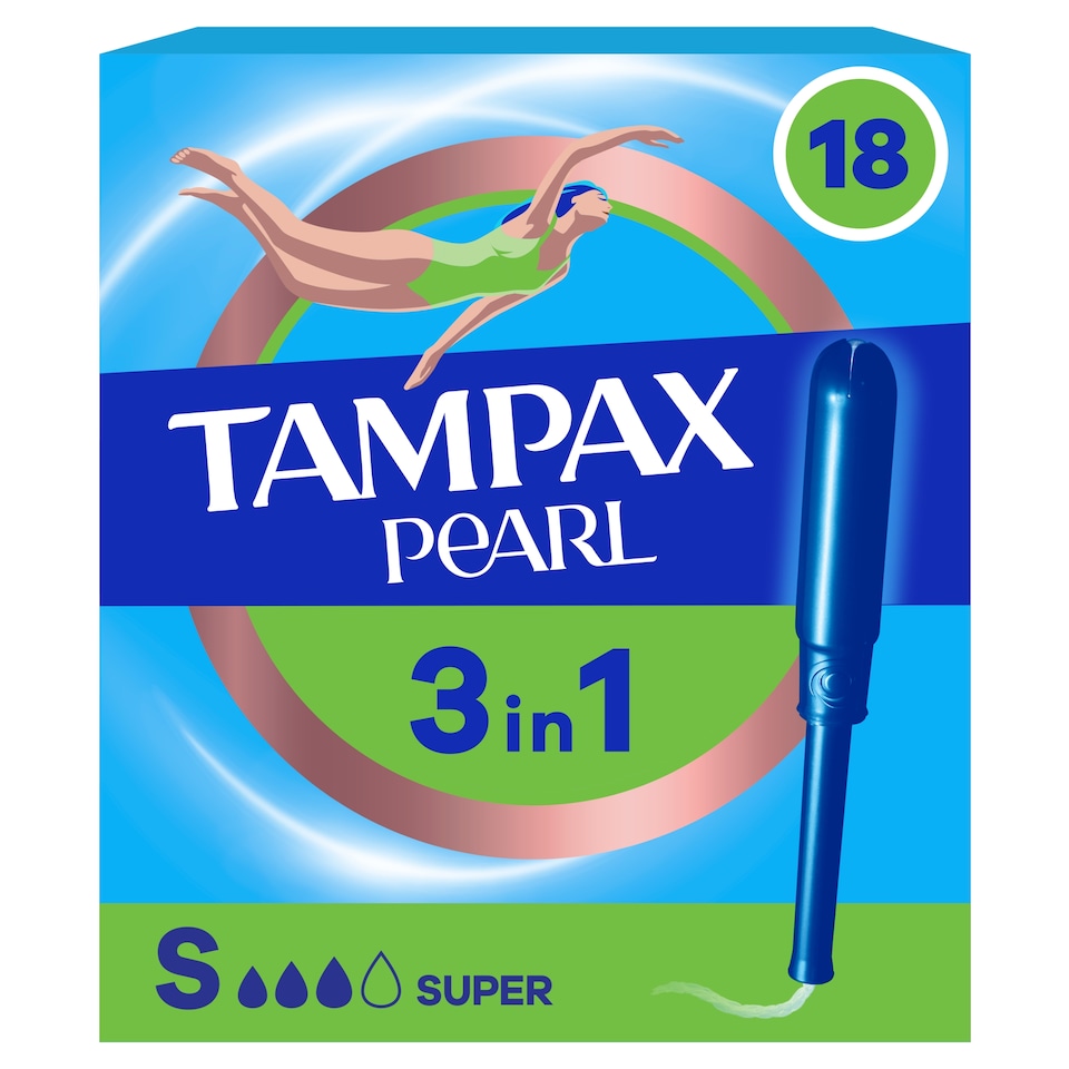 image 1 of Tampax Pearl Super Tampons Applicator 18 Pack